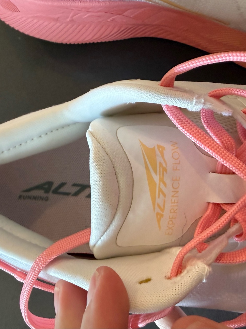 Altra White Running Shoes with Coral Laces and Pale Yellow Midsole - Picture 5 of 5